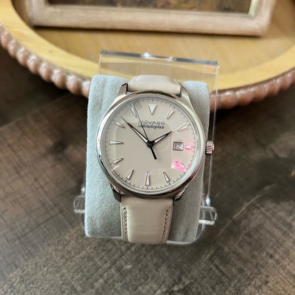 MOVADO Women’s Taupe Leather Strap Watch